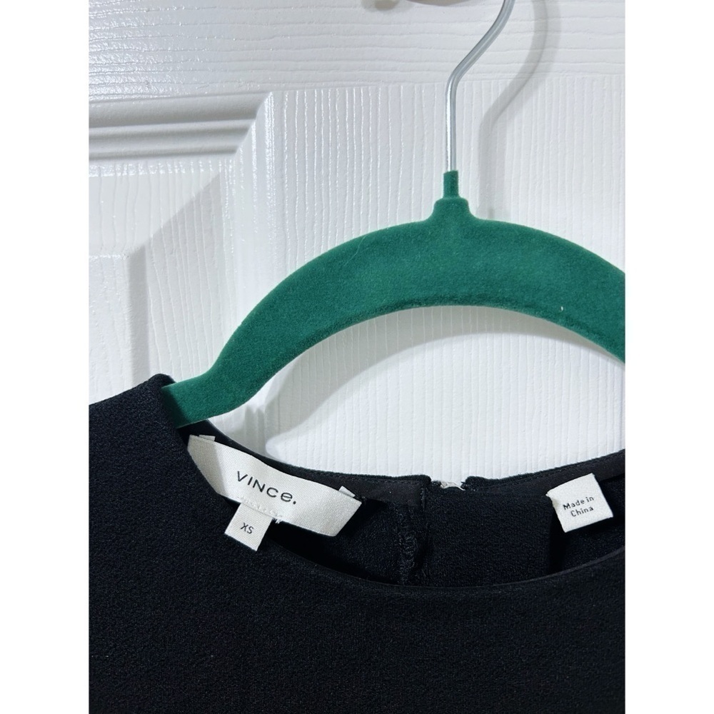 Vince Structured Solid Zip Back Midi Dress in Bla… - image 2